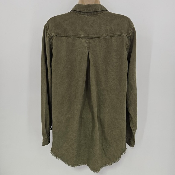 Anthropologie Cloth & Stone Shirt Women M Button Raw Hem Tencel Lyocell Top Fall - Picture 5 of 11
